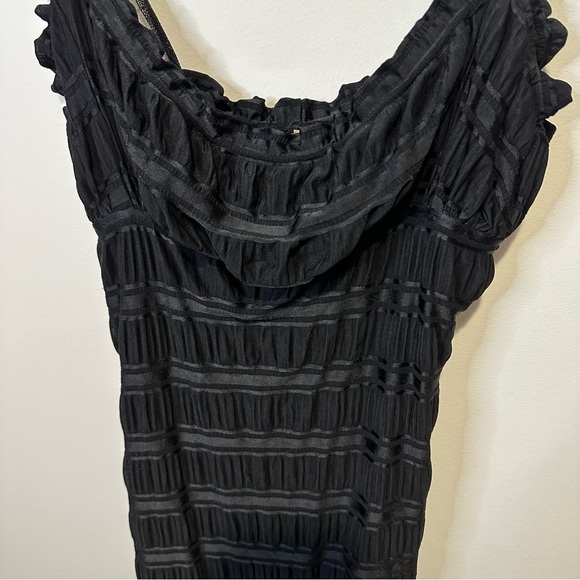 free people black ruffle mini dress size medium - Picture 2 of 5